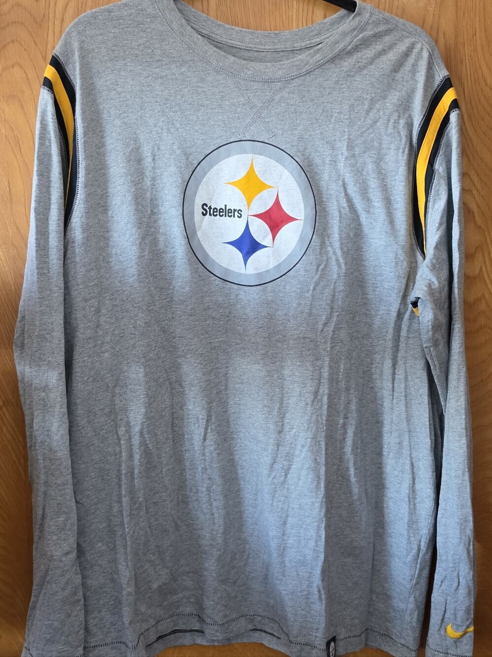 Pittsburgh Steelers Men's Nike Gray Crew Neck Long Sleeve Shirt Size XXL